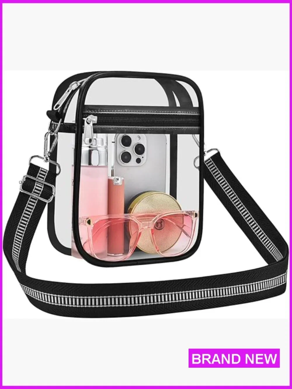 Clear Stadium Approved Crossbody Bag Messenger for Concerts Events Dual